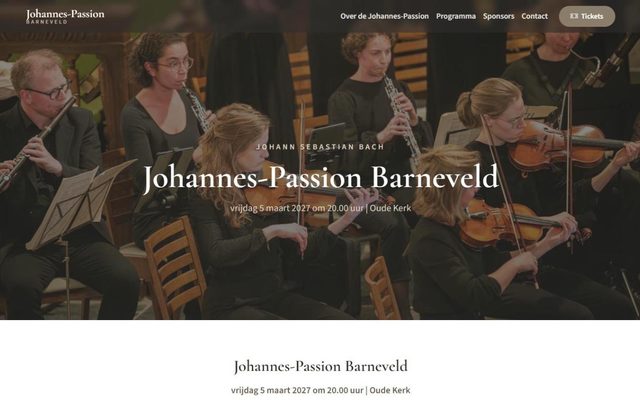 Website Johannes-Passion Barneveld, ontworpen door Sebto